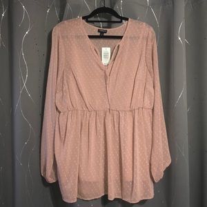 Blush pink polka dot peplum top